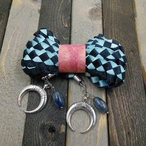 Wicca pagan wedding handfasting satin ribbon turquoise blue and tuxedo black