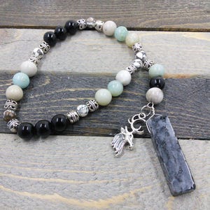 Wicca prayer pagan natural stone beads finger rosary