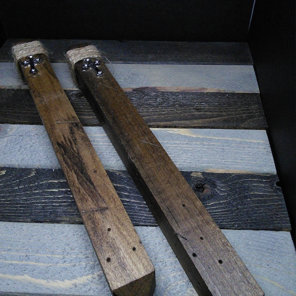 Old fashioned wooden vampire stake set medium sized