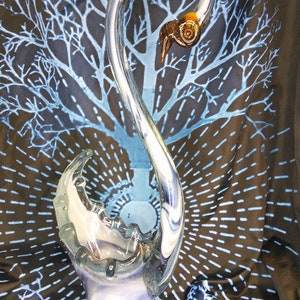 Clearance! Vintage art glass tall Swan dish
