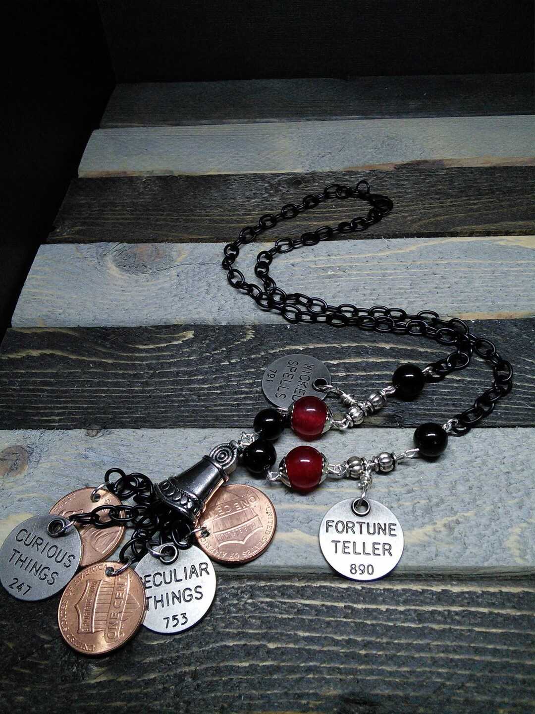 Gypsy Fortune Teller Coin and Natural Stone Necklace Etsy