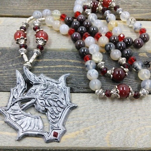 Wicca Witch re-imagined raven rosary pagan prayer beads, meditation beads, witches ladder nine rosary