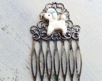 Poodle hair comb, Vintage inspired hair comb, Easter gift, Decorative hair comb, Unique gift for her, Girls gift,