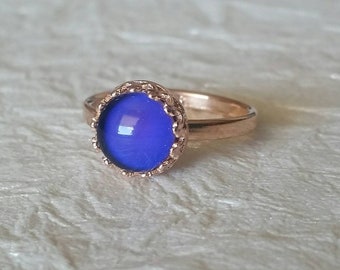 Rose Gold Mood Ring,Vermeil Color changing ring,Stacking ring,Mood stone ring,Girls jewelry,Unique gift,Women's jewelry,Festival jewelry