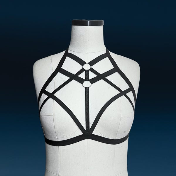 Arnés LUCKY - Arnés elástico / Top con tiras / Ajuste personalizado / Ropa de baile en barra y burlesque
