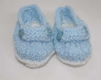 Handmade crochet//Tricot Bébé Garçons Mocassin Style Chaussures//Chaussons 4 Tailles