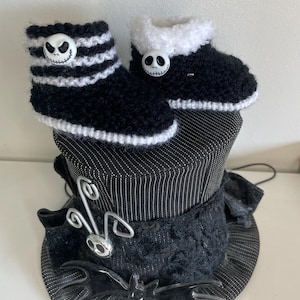 Jack skellington buttons  / Punk baby boots / Emo baby boots /  0-6 months goth baby / Punk baby clothes / alternative baby wear