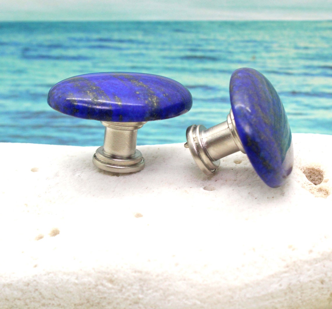 Blue Lapis Stone Knobs Stone Knobs Knobs Etsy UK