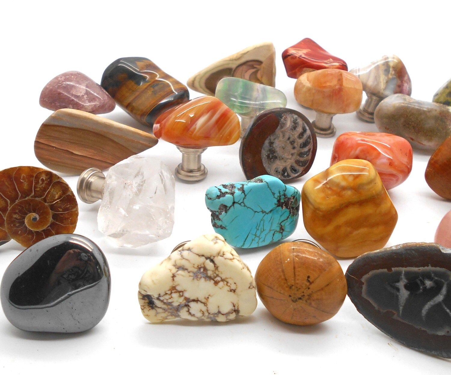 Stone Knobs Assorted Stone Knobs Set of 24 Assorted Etsy