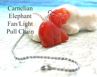 Carnelian Elephant Fan Pull Chain/ Decorative Pull / Fan Pull / Ceiling Fan / Ceiling Fan Pull / Light Pull / Chakra Stones / Light Chain