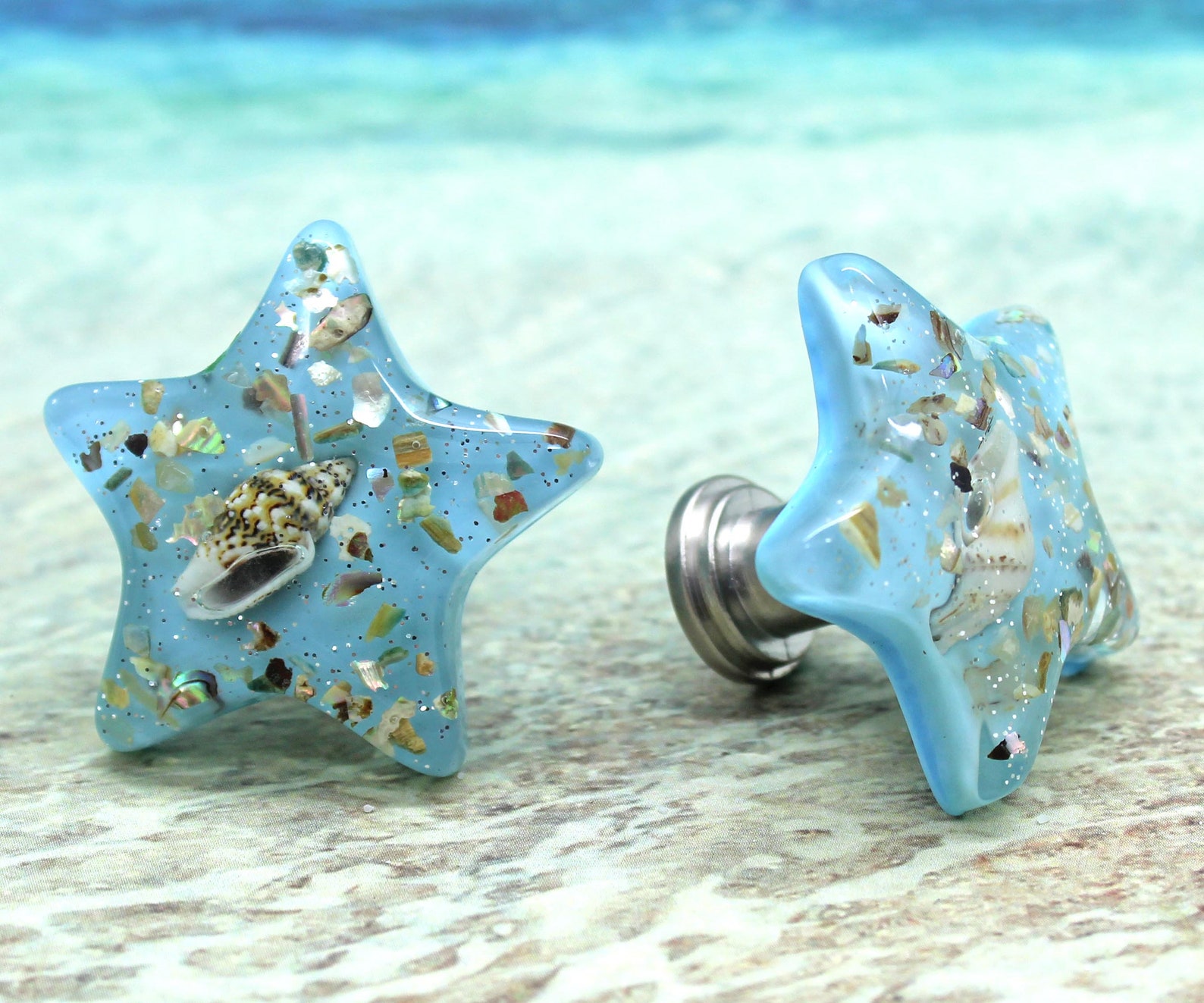 Knobs / STARFISH and Sea Shell Knobs Set of 2 Etsy