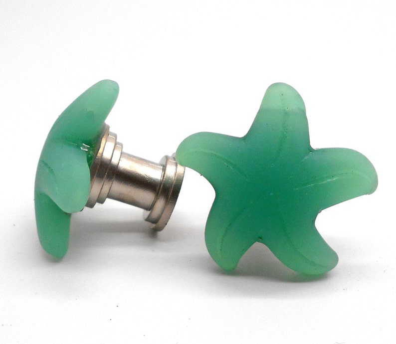 Knobs / STARFISH / Beach Glass Starfish Knobs in Seafoam Green Etsy