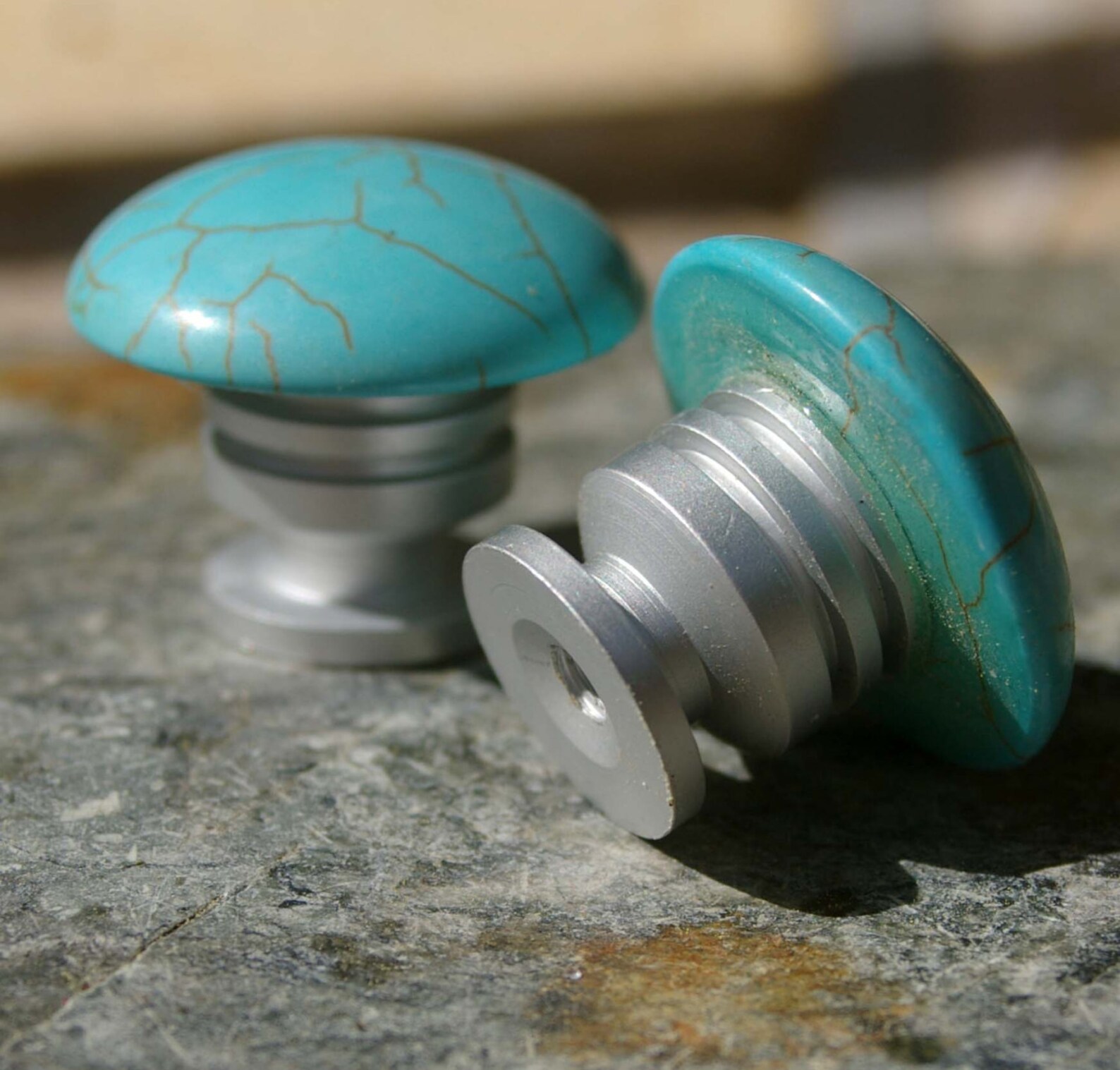 Knobs Stone Knobs Knobs Turquoise Magnesite Crackle Etsy