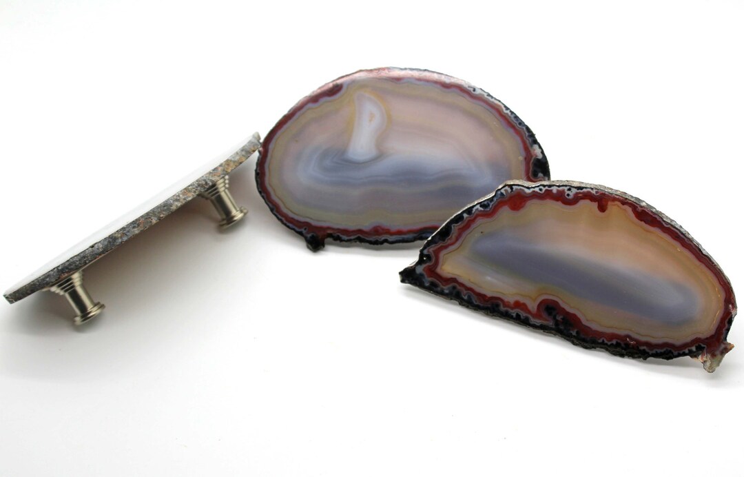 Brazilian Agate Drawer Pulls Set of 3 Natural Decor Stone Etsy