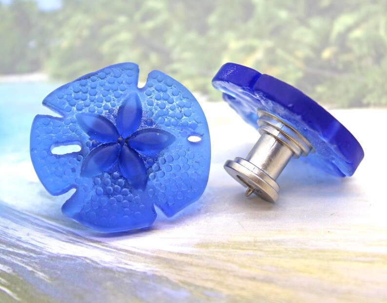 Knobs Sand Dollar Glass Knobs Cobalt Blue Knobs Etsy