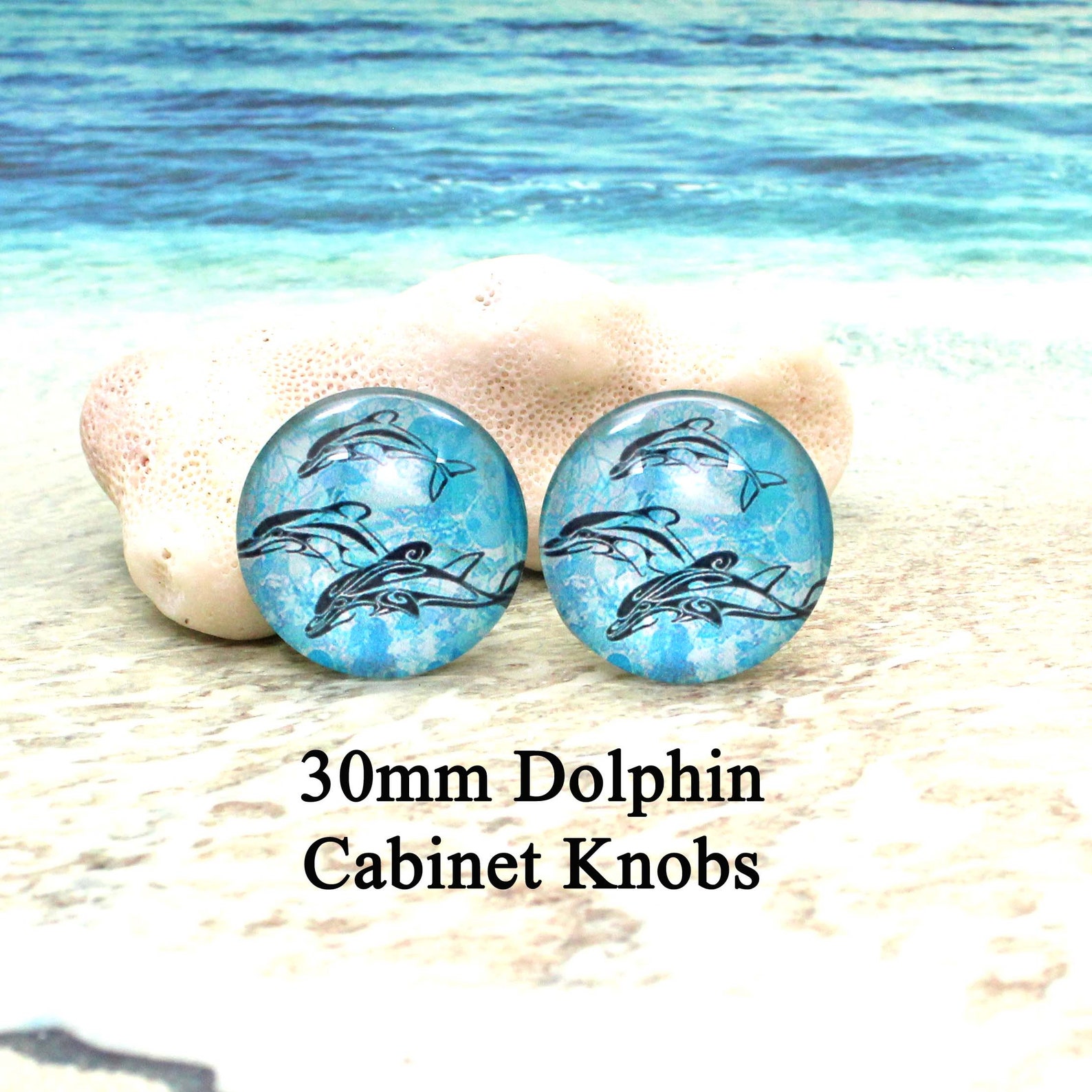 Knobs / 30 Mm DOLPHINS / Ocean Theme / Set of 2 / Etsy Israel