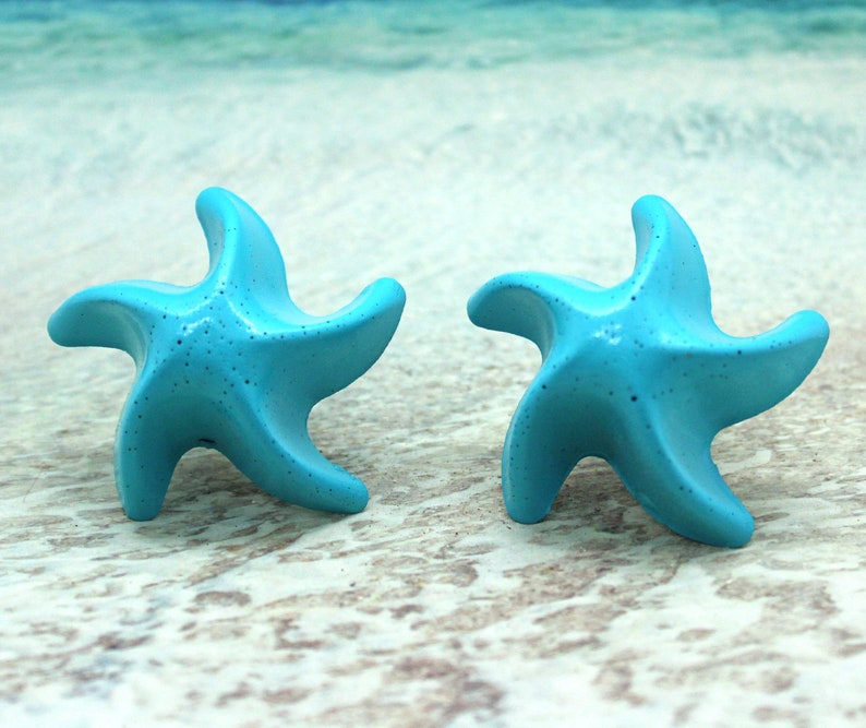 Knobs Stone Starfish Knobs Set of 2 Knobs Etsy