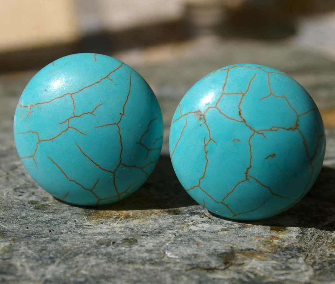 Knobs Stone Knobs Knobs Turquoise Magnesite Crackle Etsy