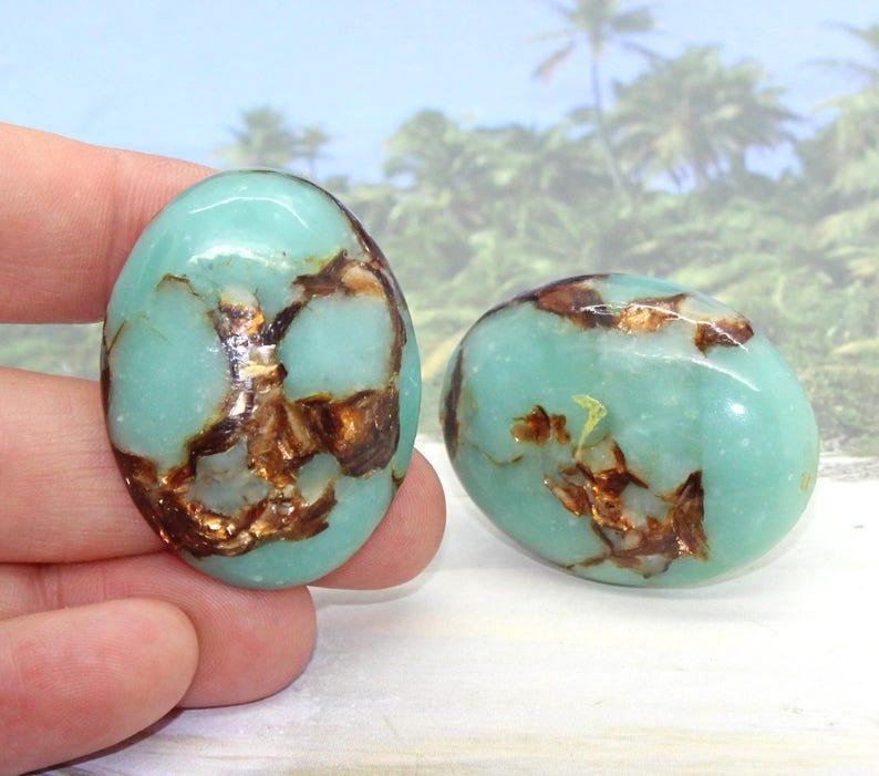 Knobs Stone Knobs / Blue Resin With Copper / Knobs Etsy