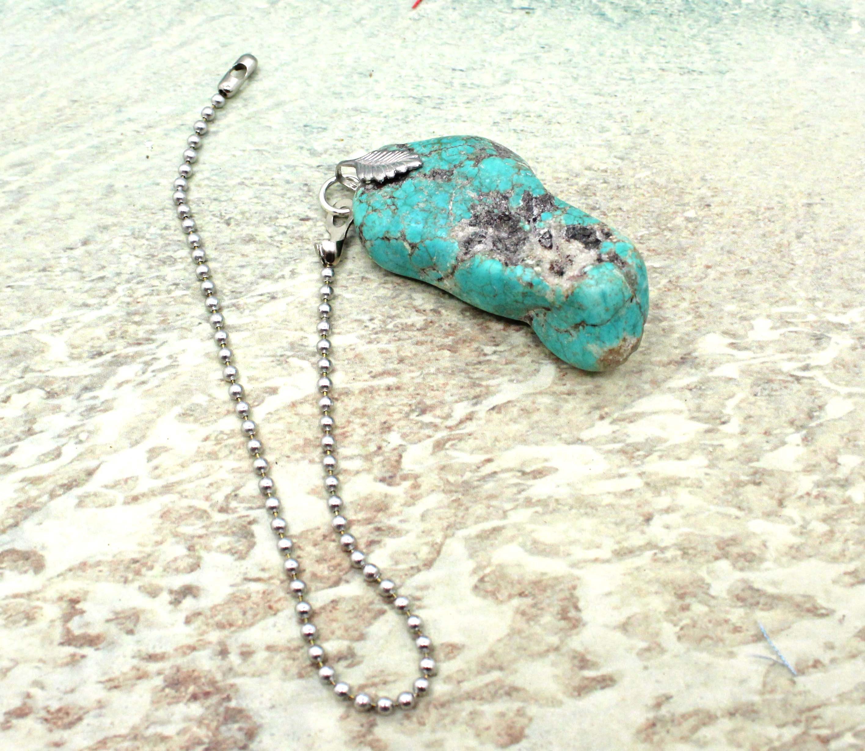 Magnesite 'Poor Man's Turquoise' Ceiling Fan Pull Chain Ball Chain Pull Fan Pull 