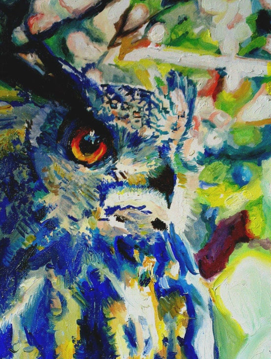 LIMITED EDITION Abstract Owl Impressionism Art 12 x 16 Colourful Bird Nature Animal Fine Art Print B