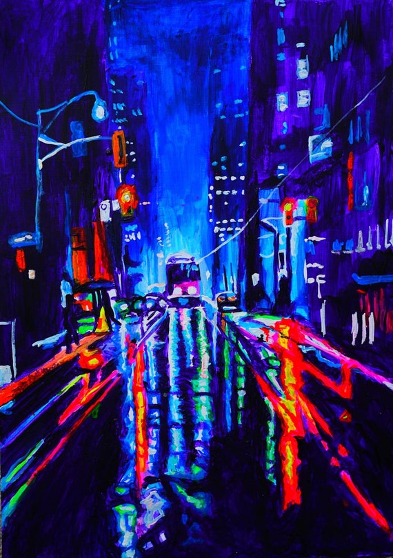 Limited Edition Print Original Art Cityscape Rainy Reflections