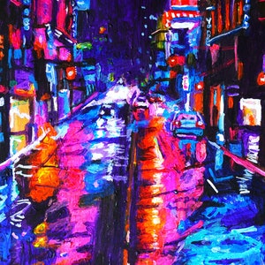 New orleans America fine art cityscape impressionist painting night psychedelic acid art