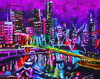 Print Limited Edition Brisbane psychedelic art cityscape cyberpunk