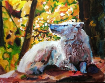 Wolf Fine Limited Edition Art Print Abstract Painting White in Acrylic Modern Art Surreal Art Colourful Impressionism Modern 12 x 16 inches