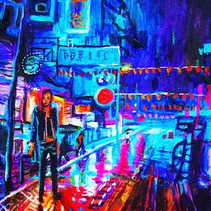 Cyberpunk 2077 poster print fine art V psychedelic sci fi robot cityscape tokyo asia gamer photomode nightcity cyber punk aesthetic