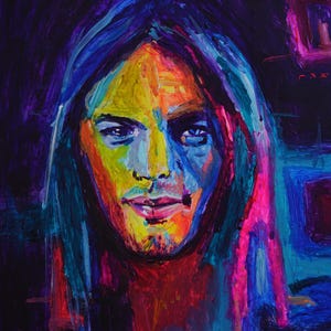 David gilmour pink Floyd psychedelic abstract original art acrylic 60s rock