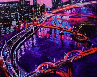 Limited Edition Brisbane psychedelic art cityscape cyberpunk