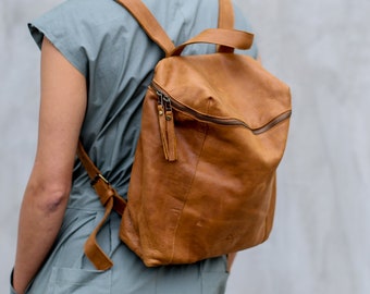 Women Backpack Purse, Leather Backpack Women, Small Brown Backpack, Mini Leather Backpack, Small Leather Backpack