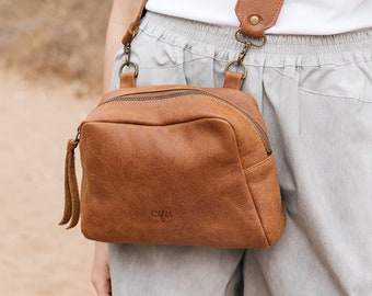Brown Leather Purse, Messenger Bag, Small Leather Bag, Leather Crossbody Bag, Leather Messenger Bag, Women Bag