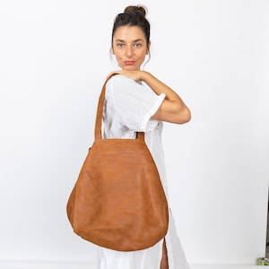 Bolso grande, Bolso de cuero para mujer, Bolso de mujer, Bolso para llevar todos los hombros, Bolso de cuero en marrón miel