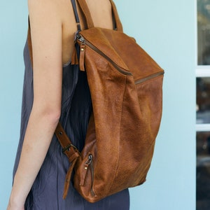 Brown Leather Backpack, Diaper Backpack, Leather Bag, Backpack Purse, Leather Messenger Bag, Laptop Bag