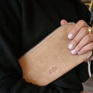 Cartera de cuero con cremallera, cartera de cuero para mujer, cartera de cuero de primera calidad, regalo para mujer