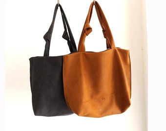 Minimalist's Dream, Spacious Leather Tote, Classic Leather Tote, Everyday Use Tote Bag, Laptop Work Student Bag, Leather Shoulder Bag