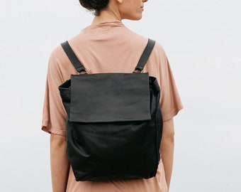 Leather Women Backpack, Laptop Backpack, Leather Backpack Purse, Black School Backpack, Large Leather Bag, Backpack Shoulder Bag