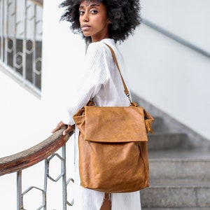 Soft Leather Tote, Convertible Backpack Purse, Convertible Laptop Bag, Leather Backpack for Women, Travel Minimalist Gift for Her