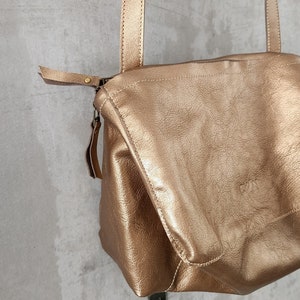 Metallic Leather Bag, Handmade Leather Bag, Metallic Handbag, Woman Leather Bag, Premium Leather Bag, Crossbody Bag, Cross Body Leather Bag image 4