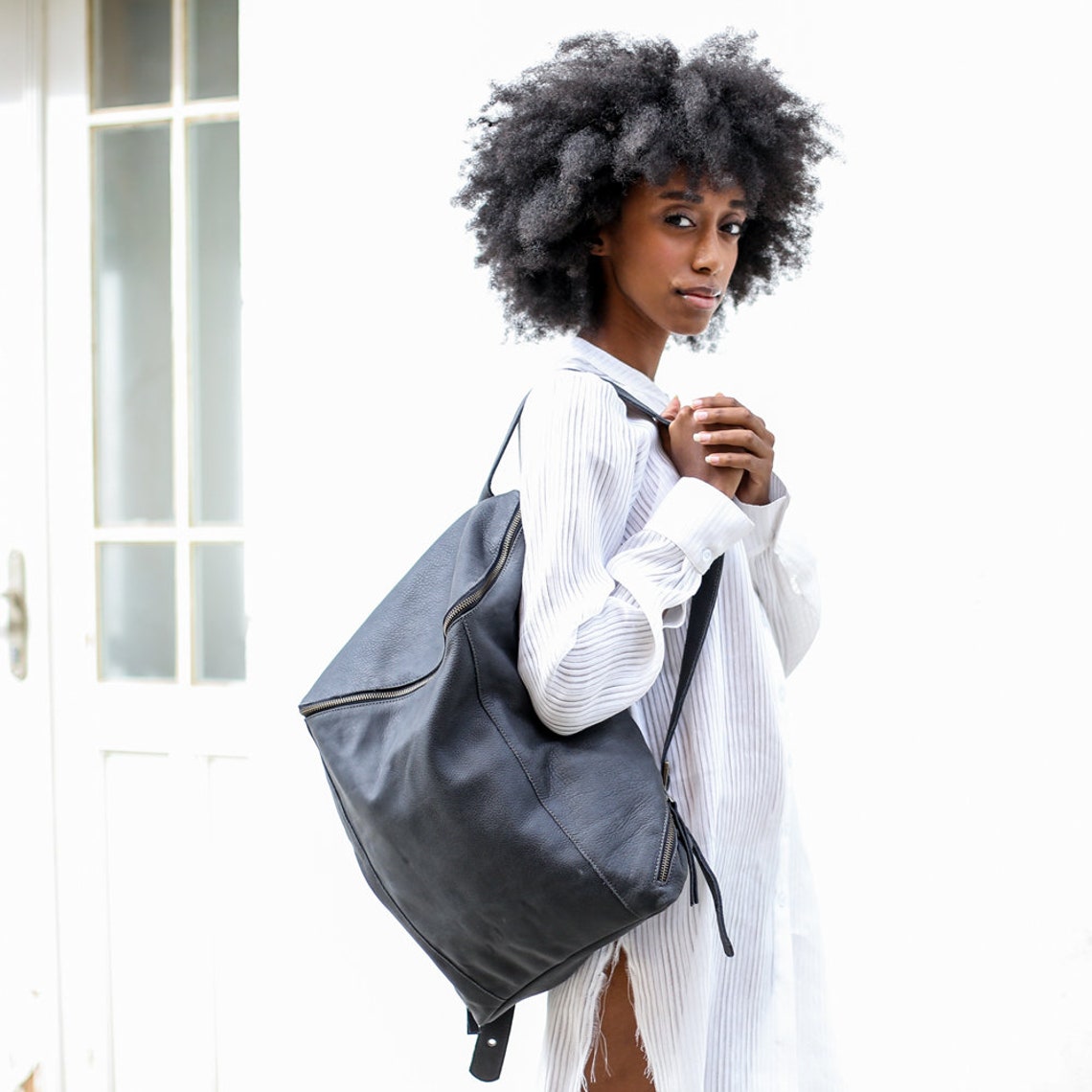 15'' Laptop Satchel Women Leather Backpack Leather Etsy