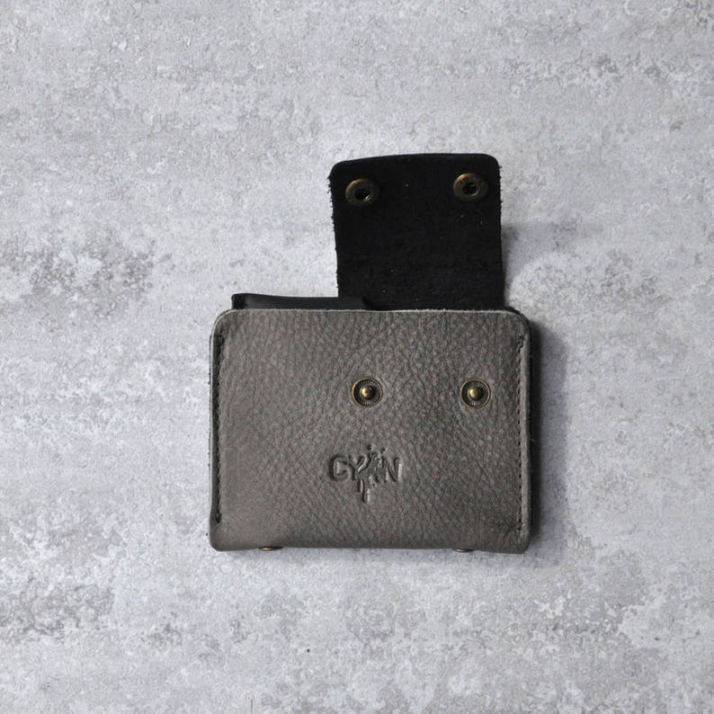 Front Pocket Wallet Leather Coin Pouch Gift Idea Change Purse For Him /& Her Gray Leather Men Wallet