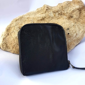 Cartera de piel, Cartera de piel para mujer, Cartera de bolsillo, Cartera pequeña de piel, Cartera de piel para mujer en color negro, Accesorios de piel