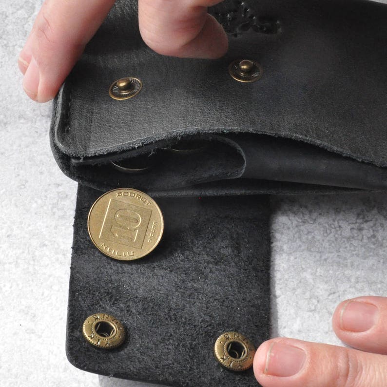 Front Pocket Wallet Leather Coin Pouch Gift Idea Change Purse For Him /& Her Gray Leather Men Wallet