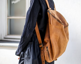 Brown Leather Backpack, Women Diaper Bag, Leather Bag, Backpack Backpack Purse, Handmade Leather Travel Bag, Laptop Backpack