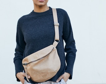 Crossbody Sling Bag, Fanny Packs, Belt Bag, Leather Bum Bag, Leather Crossbody Pouch, Waist bag, Gift for Her