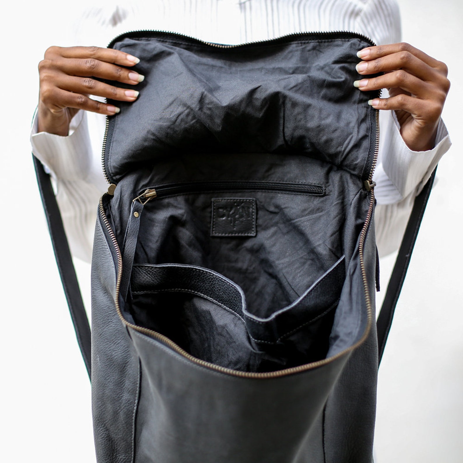 15'' Laptop Satchel Women Leather Backpack Leather Etsy