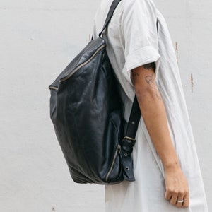 Black Leather Backpack, Women Laptop Bag, Soft Lather Backpack, Travel Backpack, Women Large Backpack, Leather Travel Bag image 1