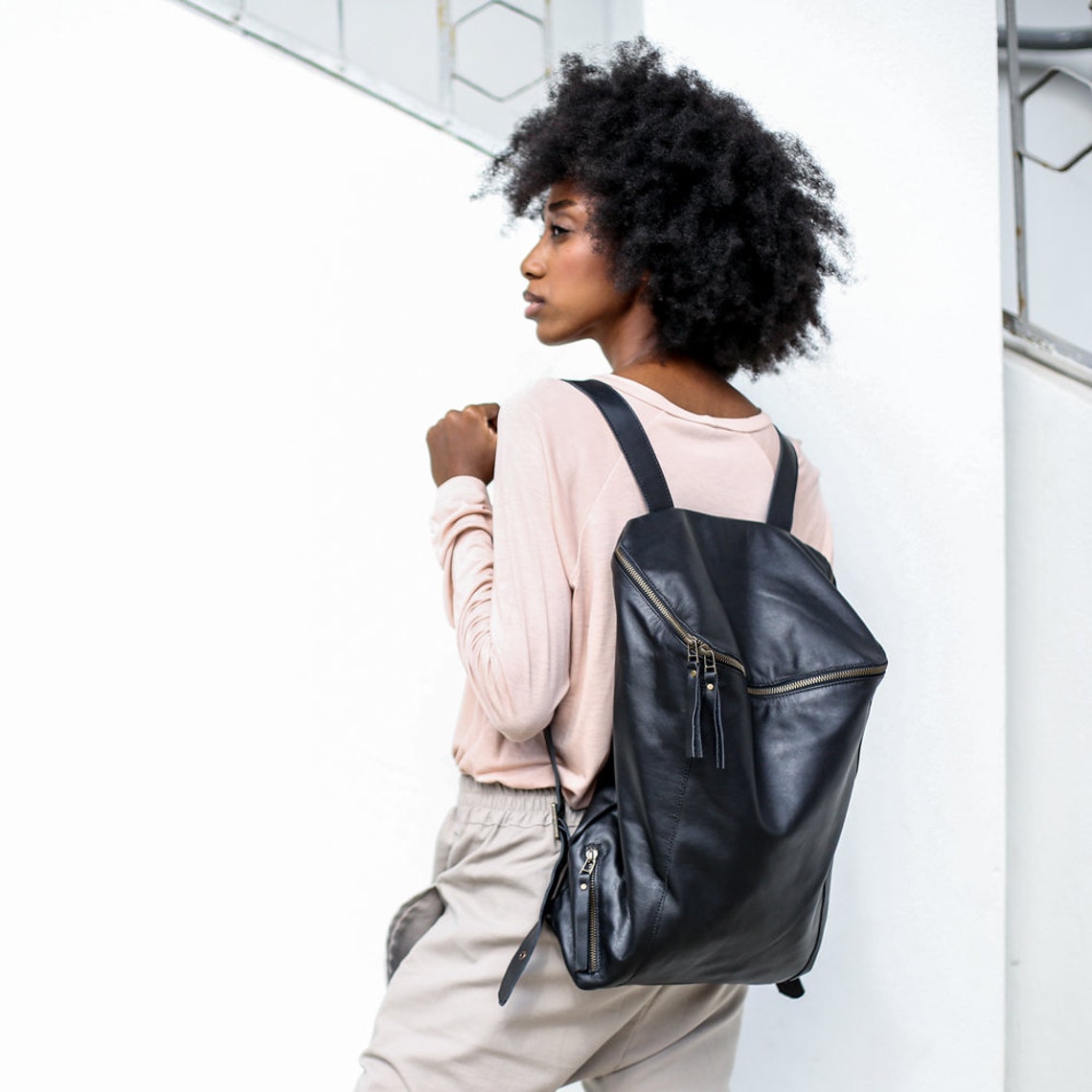 15'' Laptop Satchel Women Leather Backpack Leather Etsy